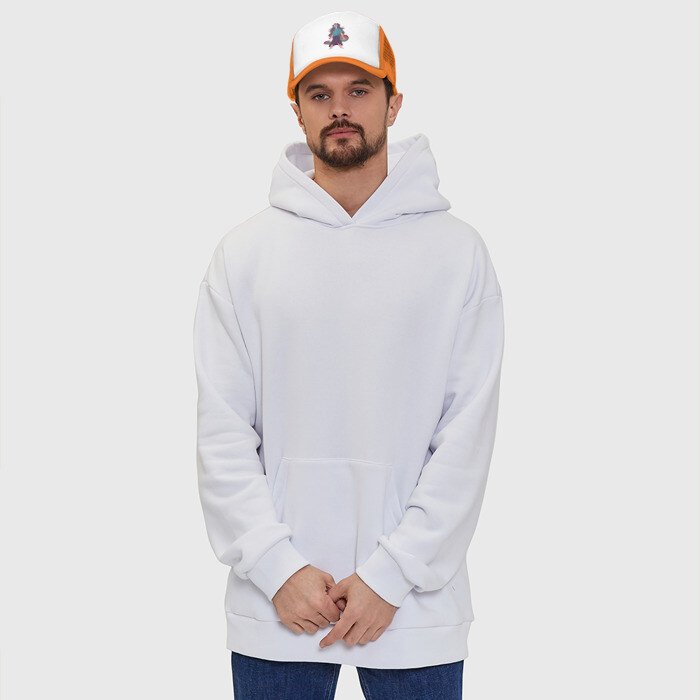 Кепка тракер с сеткой Девушка супергерой в маске анонимуса с Pop-it фото