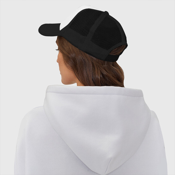 Кепка тракер с сеткой Девушка супергерой в маске анонимуса с Pop-it фото