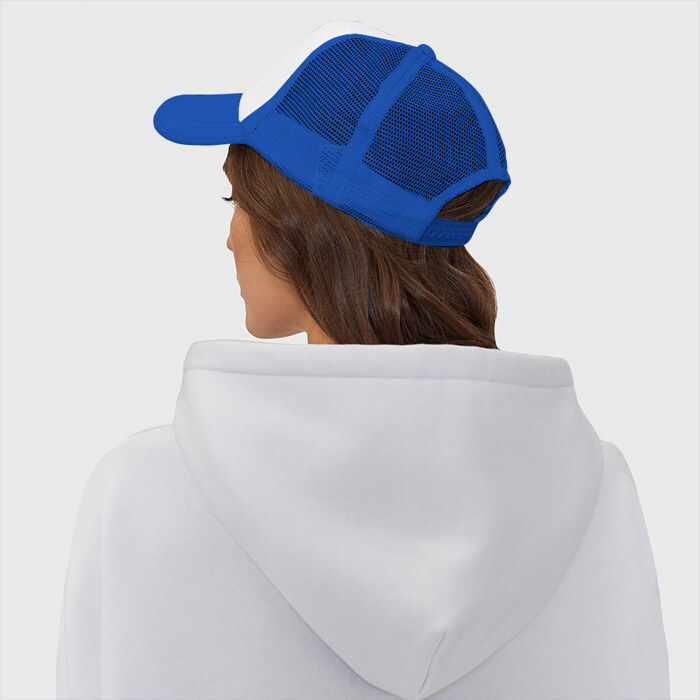 Кепка тракер с сеткой Девушка супергерой в маске анонимуса с Pop-it фото