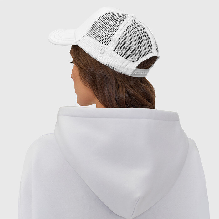 Кепка тракер с сеткой Девушка супергерой в маске анонимуса с Pop-it фото