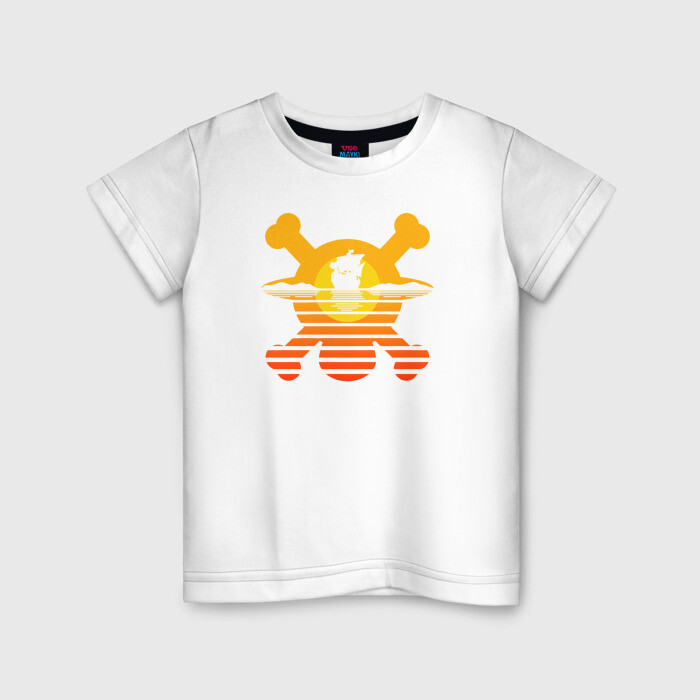 Детская футболка хлопок Веселый Роджер | One Piece фото