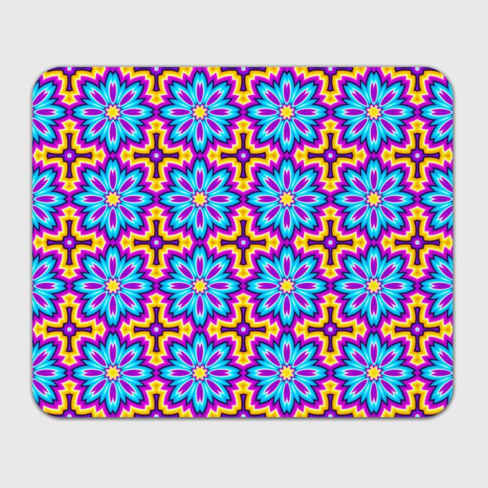 Прямоугольный коврик для мышки Синие цветы на желтом фоне (иллюзия расширения) фото