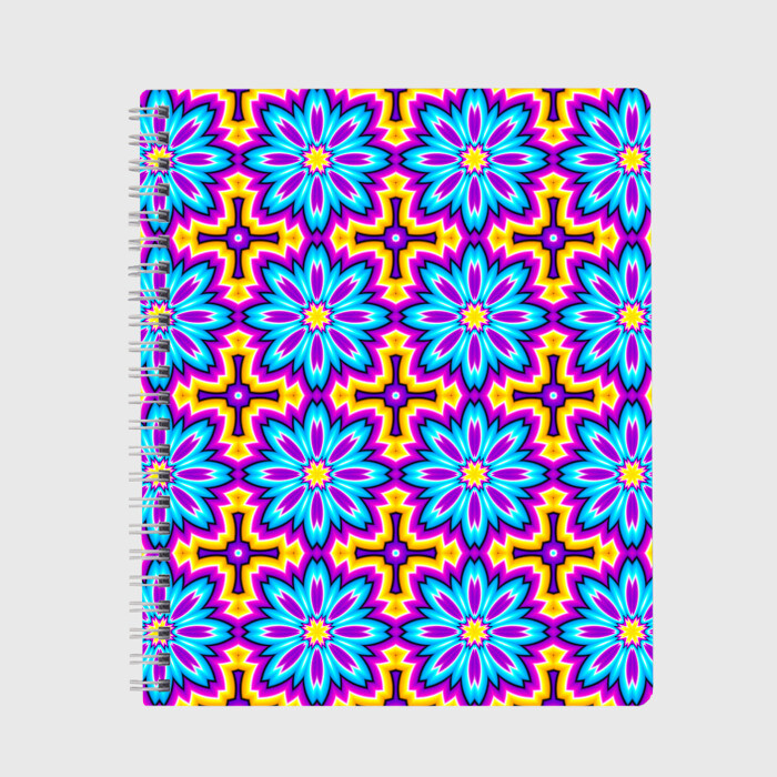 Тетрадь Синие цветы на желтом фоне (иллюзия расширения) фото